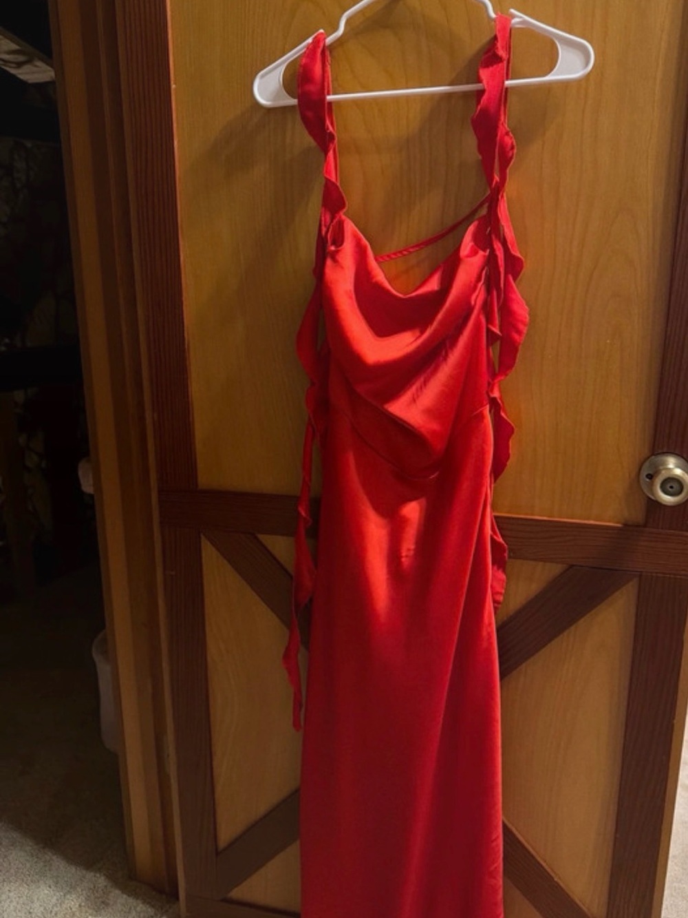 Red Ruffle Strap Women’s Dress